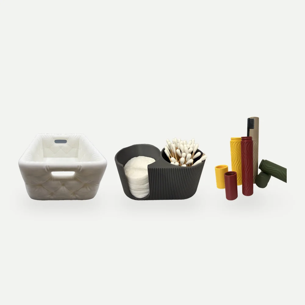 Kit Banheiro Organizado: cesto, porta-cotonete e estojo de escova