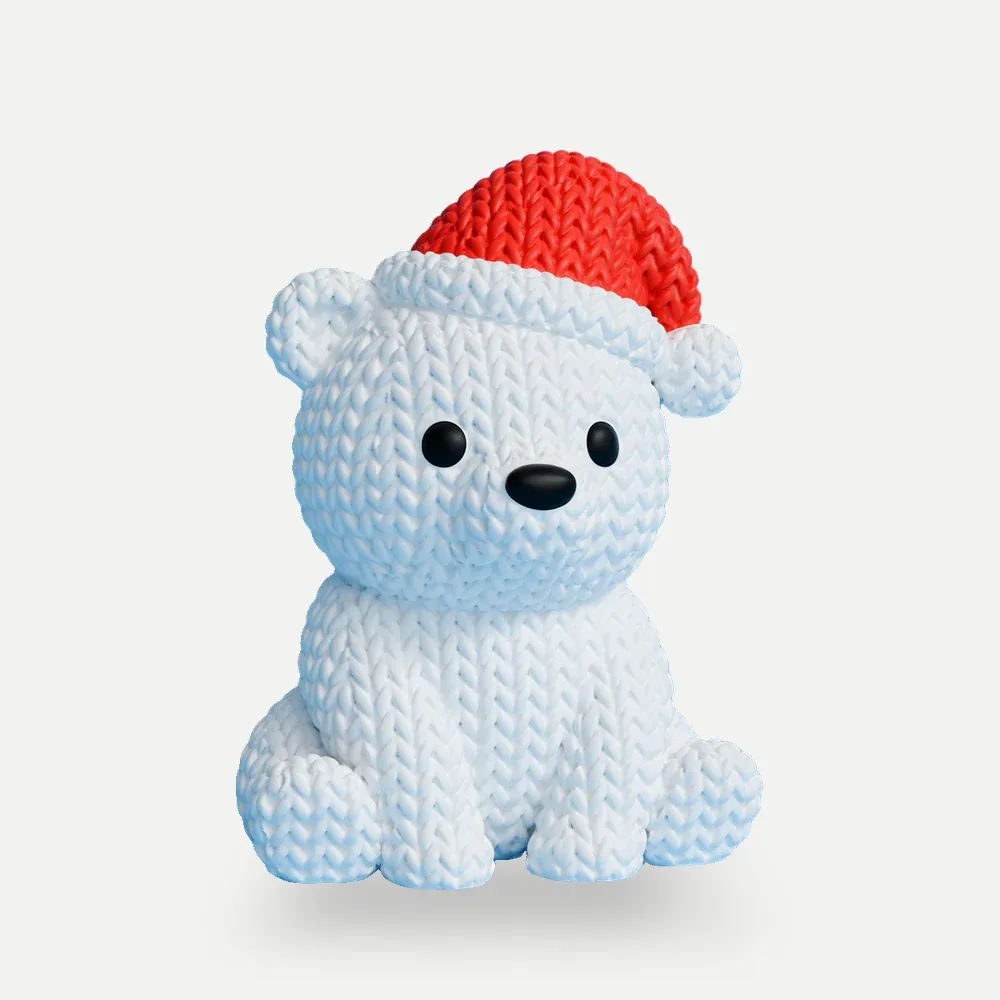 Urso polar tricô com gorro de Natal