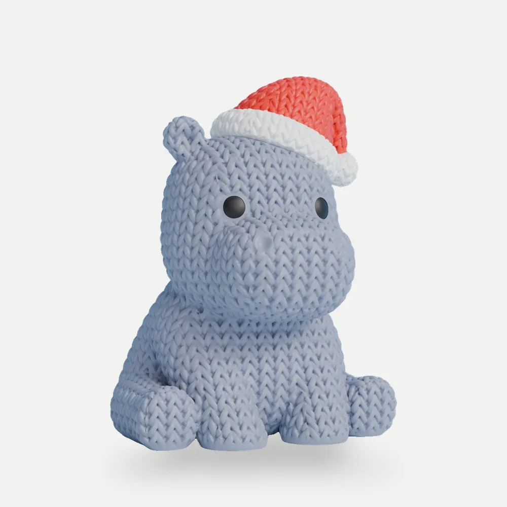 Hipopótamo tricô com gorro de Natal